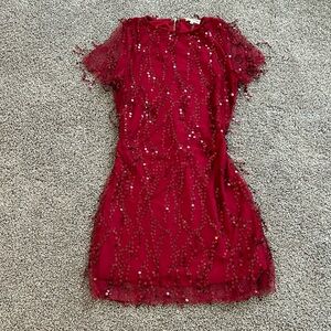 50s Cherry red sequin Flapper Dress